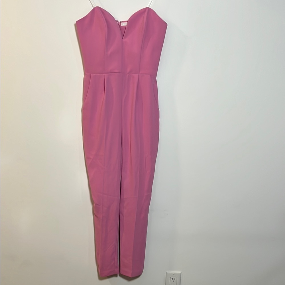 Amanda Uprichard Elegant Pink Strapless Pants Jumpsuit